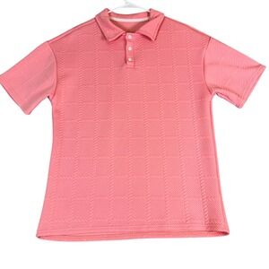 Manfinity Mens Pink Textured Waffle Knit Short Sleeve Polo Shirt Large L